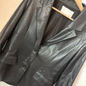 OAK + FORT Black Leather Blazer